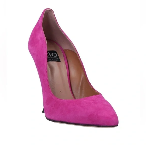 Isabella Lorusso Italian Pink Fuchsia Wave Suede Heels - Picture 11 of 11